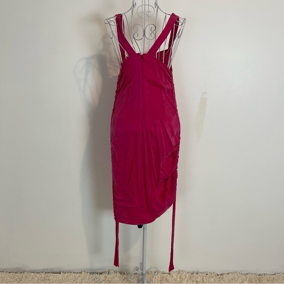 LOVERS AND FRIENDS Tina Mini Dress in Hot Pink rushed back zip SZ S - Picture 5 of 9